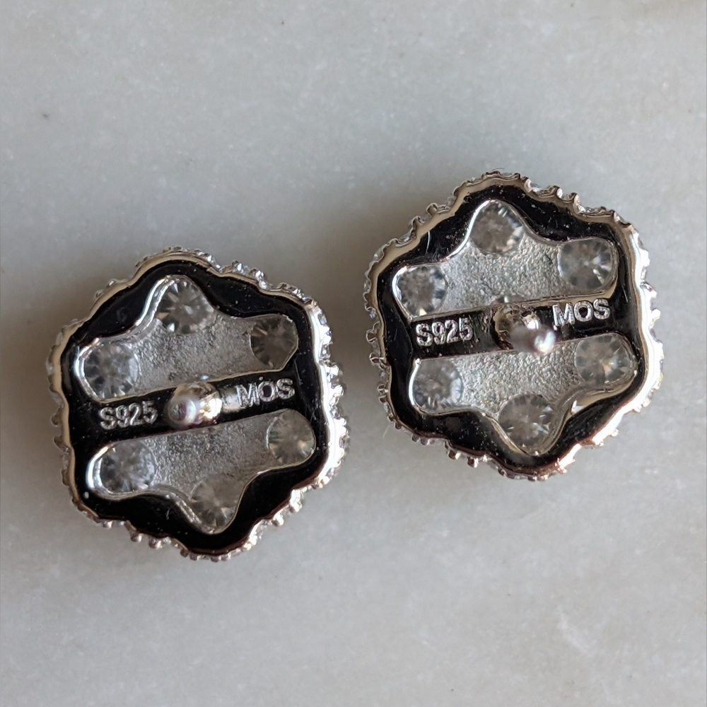 3ct Moissanite Flower Earrings In Sterling Silver 925 NWOT - Picture 5 of 11